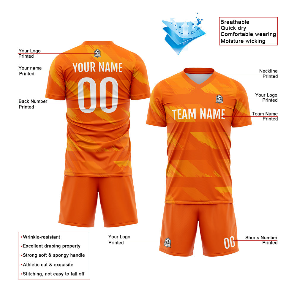 Custom Soccer Jerseys for Men Women Personalized Soccer Uniforms for Adult and Kid Orange enthsush