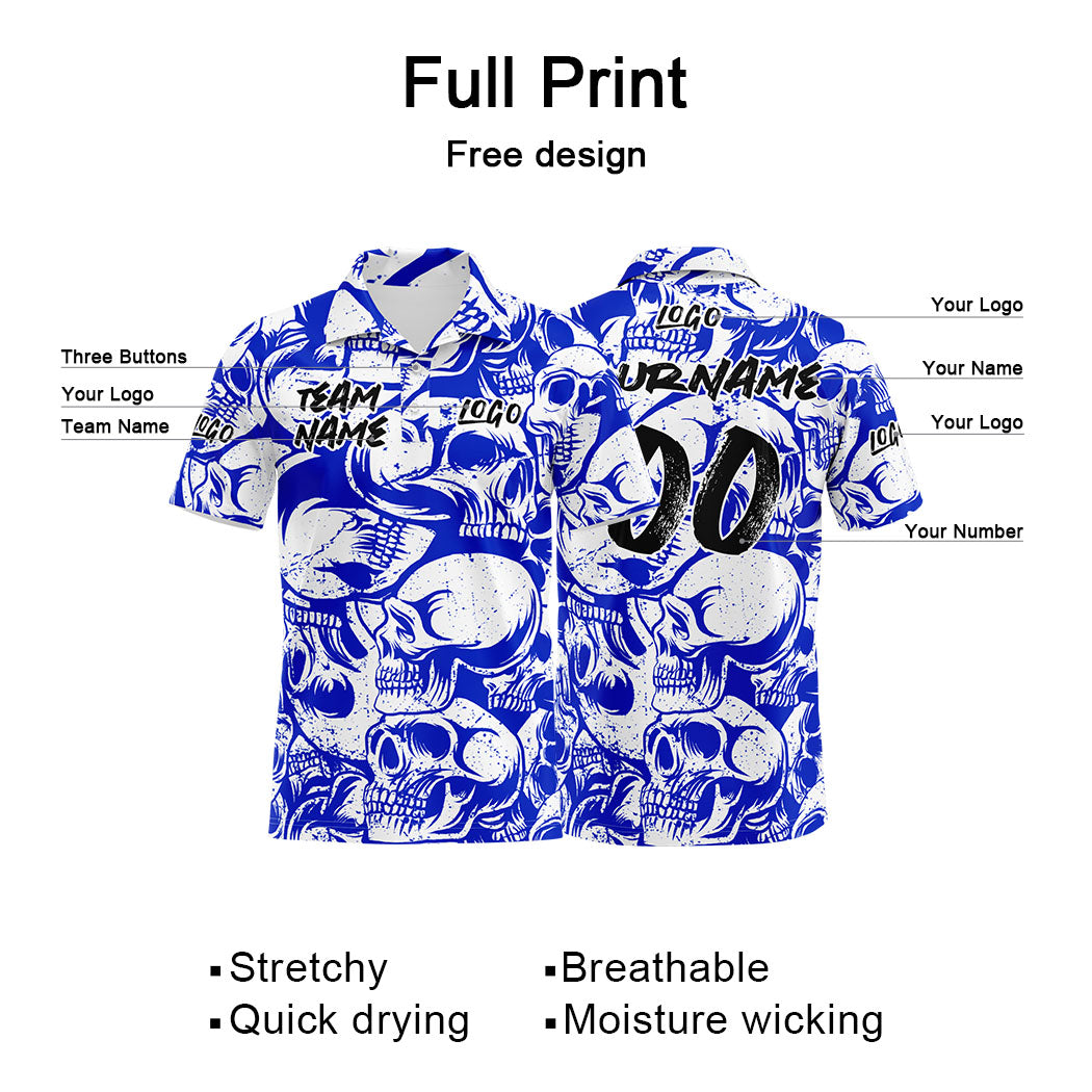 Custom Football Polo Shirts  Add Your Unique Logo/Name/Number Royal&White enthsush