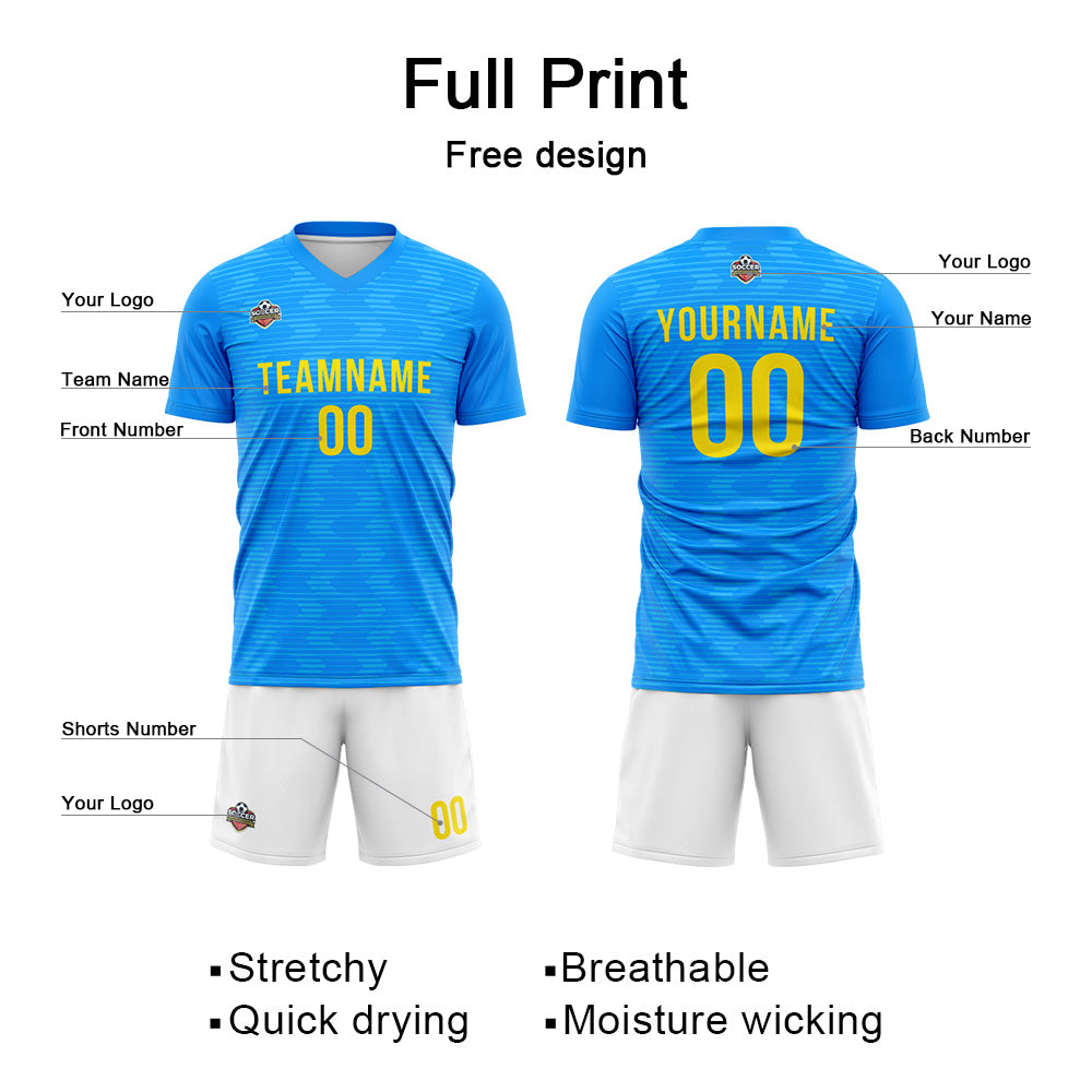 Custom Soccer Jerseys for Men Women Personalized Soccer Uniforms for Adult and Kid Blue-White enthsush