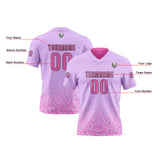 Custom Pink Purple Football Jersey Personalized Gradient Football Shirts for Men Printed Team Name Number Logo
