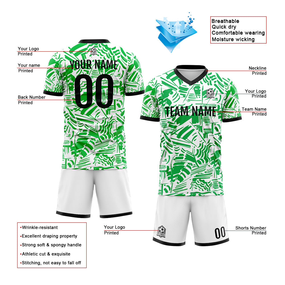 Custom Soccer Jerseys for Men Women Personalized Soccer Uniforms for Adult and Kid Green&White&Black enthsush