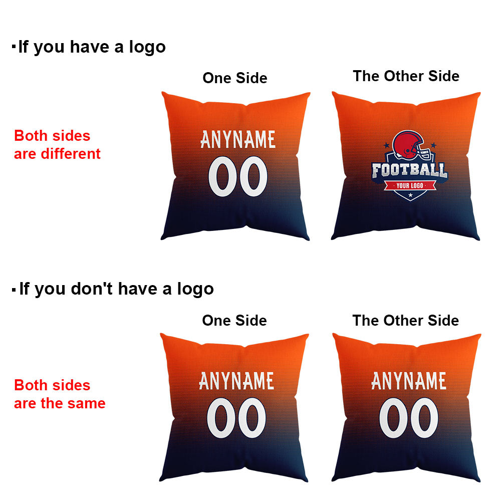 Custom Football Throw Pillow for Men Women Boy Gift Printed Your Personalized Name Number Navy&Orange&White enthsush