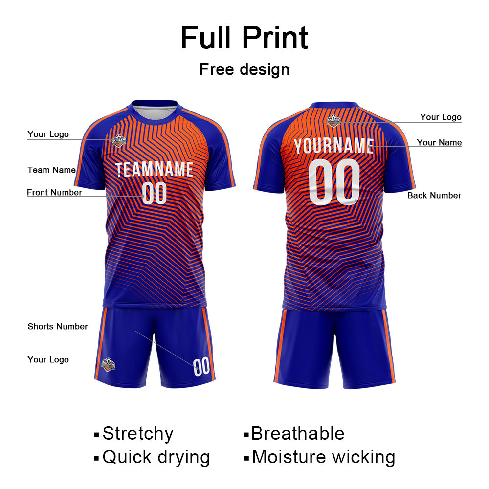 Custom Soccer Jerseys for Men Women Personalized Soccer Uniforms for Adult and Kid Royal-Orange enthsush