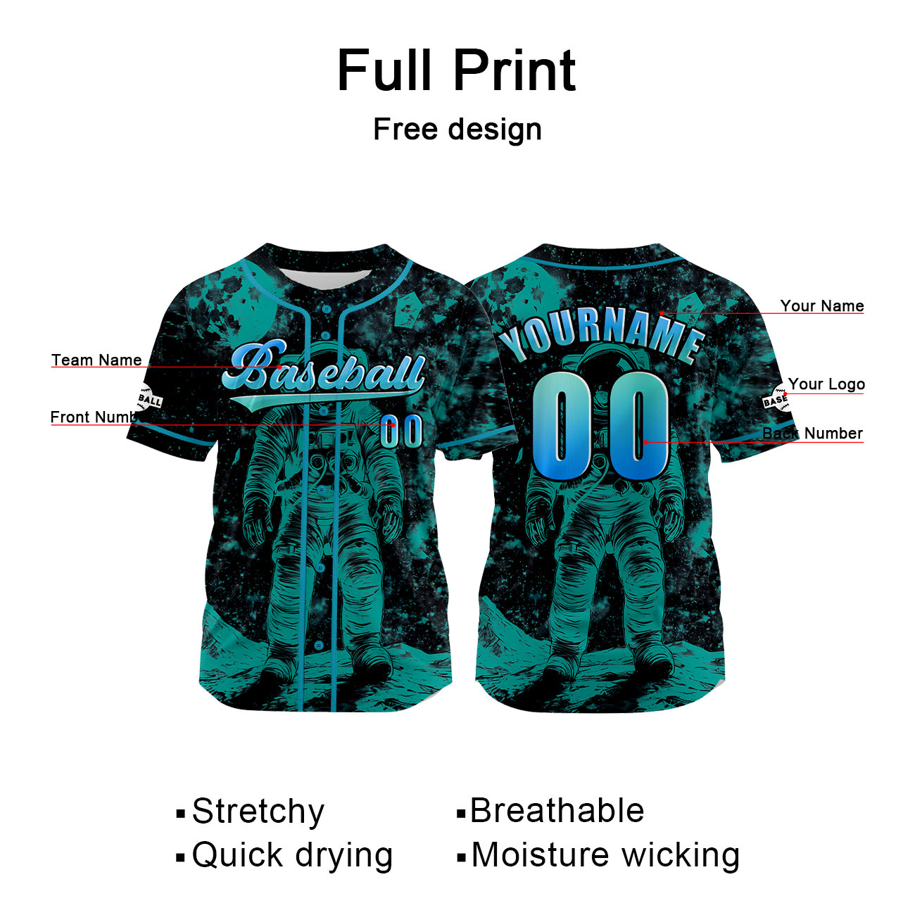 Custom Blue Green Jersey Personalized Baseball Shirt for Men Women Kids Youth enthsush