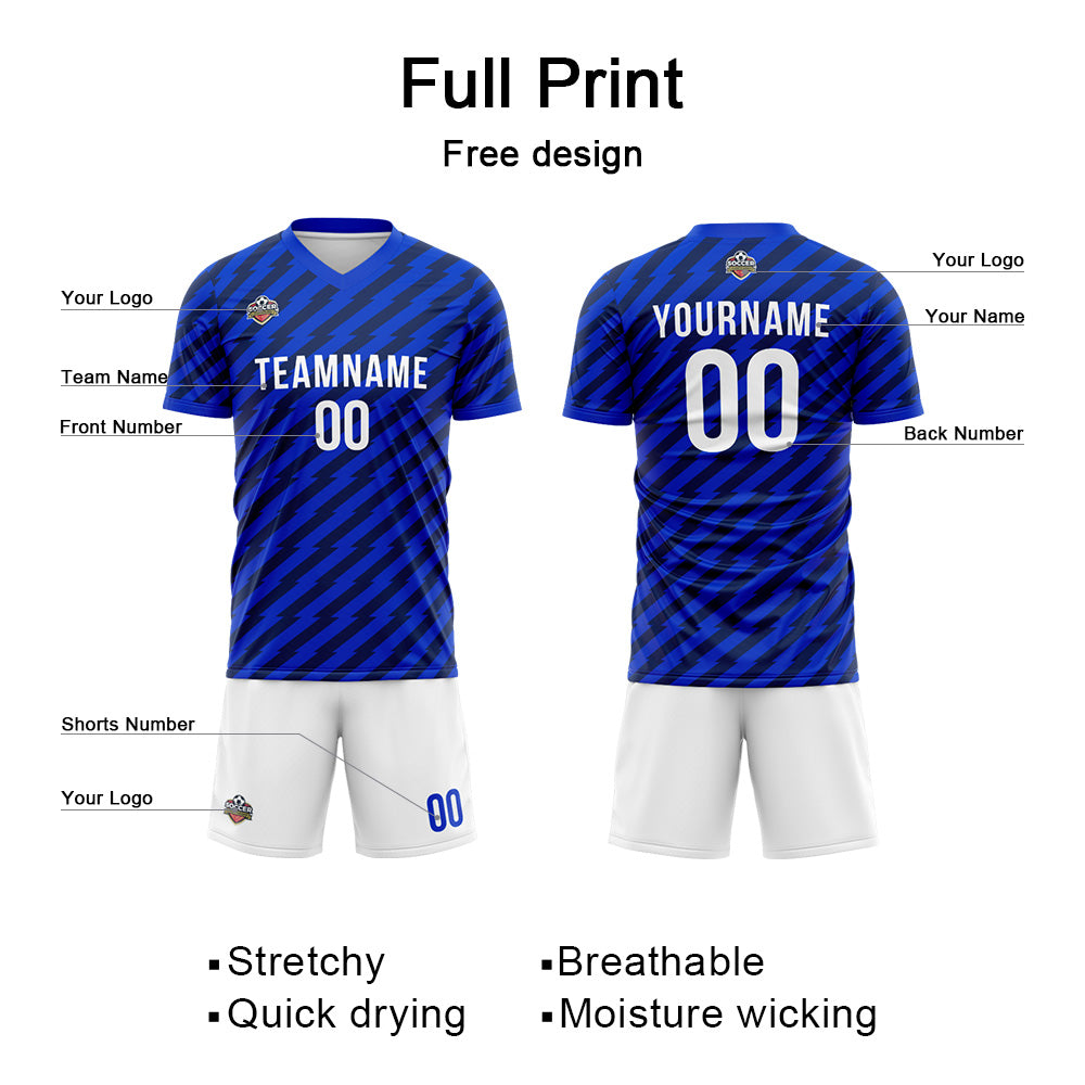 Custom Soccer Jerseys for Men Women Personalized Soccer Uniforms for Adult and Kid Royal-White enthsush