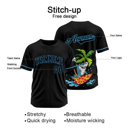Custom Baseball Uniforms High-Quality for Adult Kids Optimized for Performance Surfing Shark-Black enthsush
