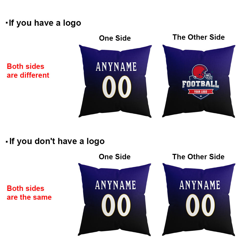 Custom Football Throw Pillow for Men Women Boy Gift Printed Your Personalized Name Number Purple&Black&Gold enthsush