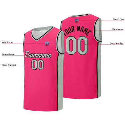 Custom basketball jersey shorts for men and women. Embroidered and printed name, number and logo Pink enthsush