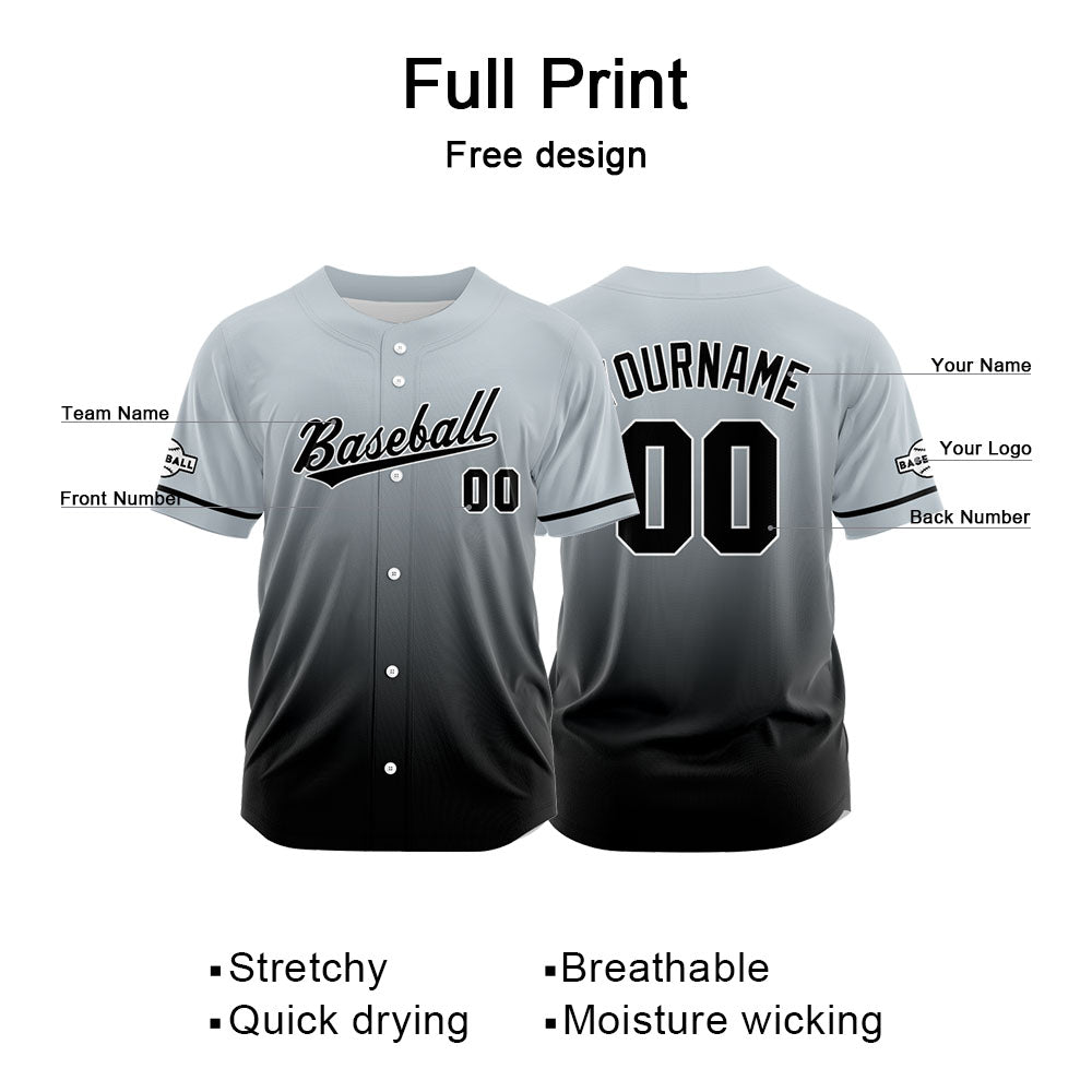 Custom Full Print Design Authentic Baseball Jersey black-gray enthsush