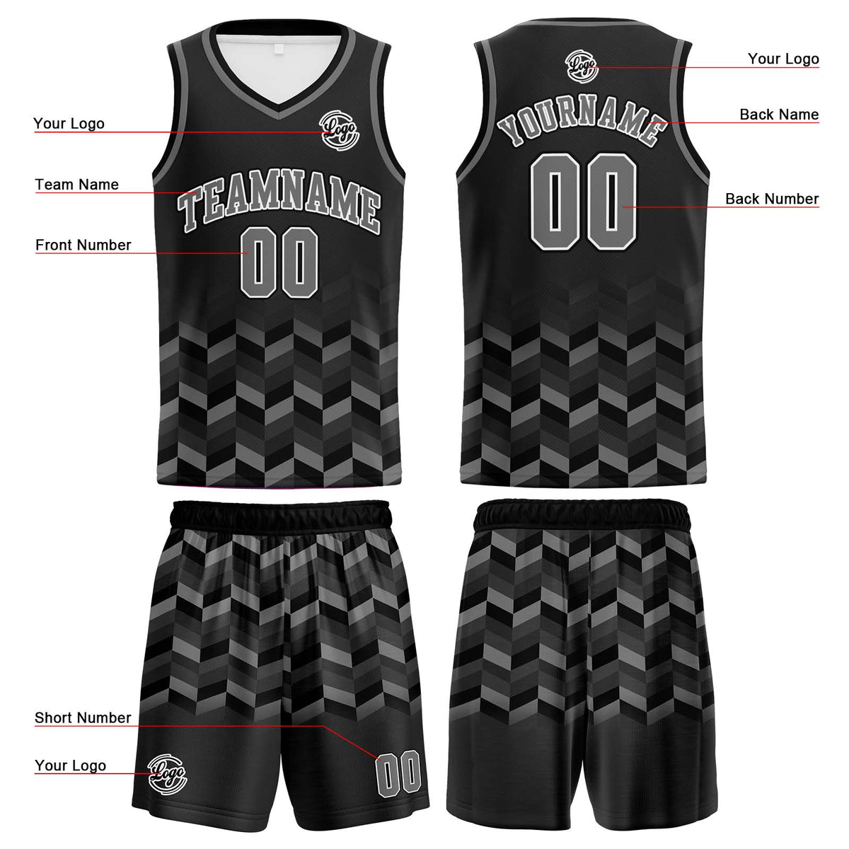 Custom Drak Grey Basketball Jersey Uniform Suit Printed Your Logo Name Number enthsush