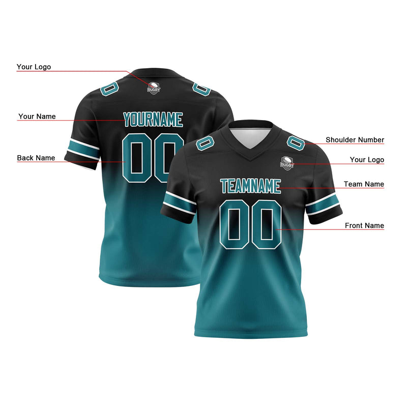 Custom Black Green Reversible Gradient Football Jersey Personalized Football Shirts for Men Women  Printed Team Name Number Logo