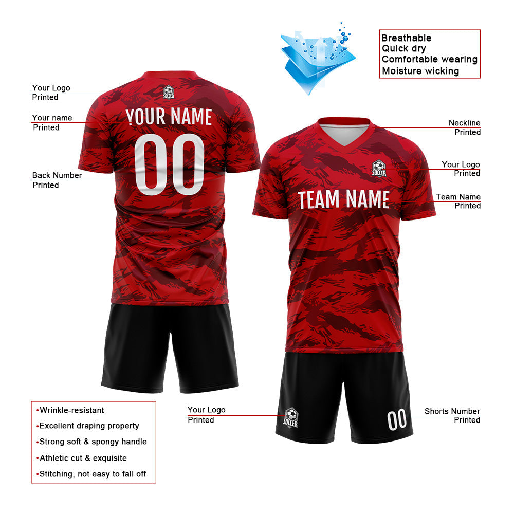 Custom Soccer Jerseys for Men Women Personalized Soccer Uniforms for Adult and Kid Red enthsush