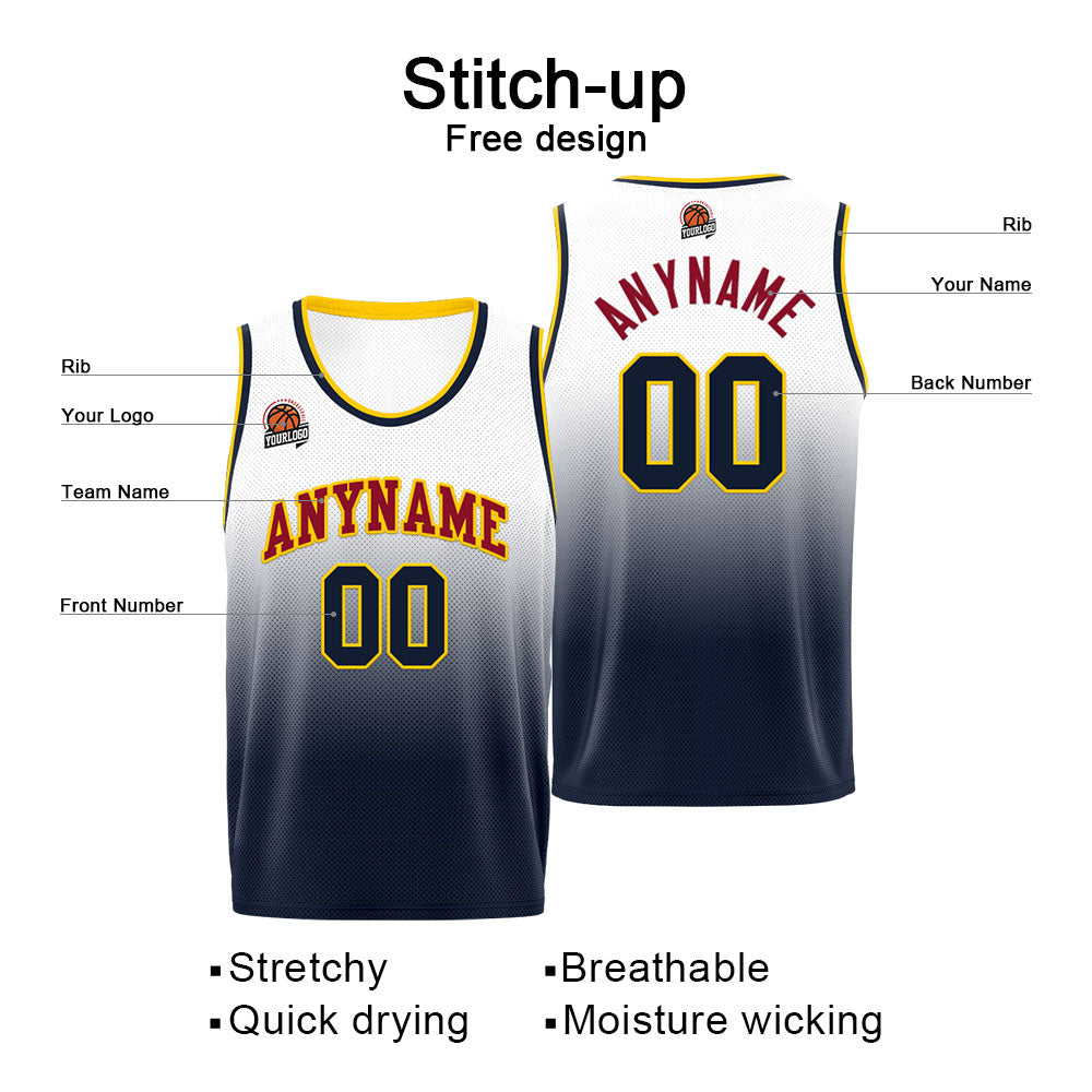 Custom Basketball Jersey Personalized Stitched Team Name Number Logo White&Navy enthsush