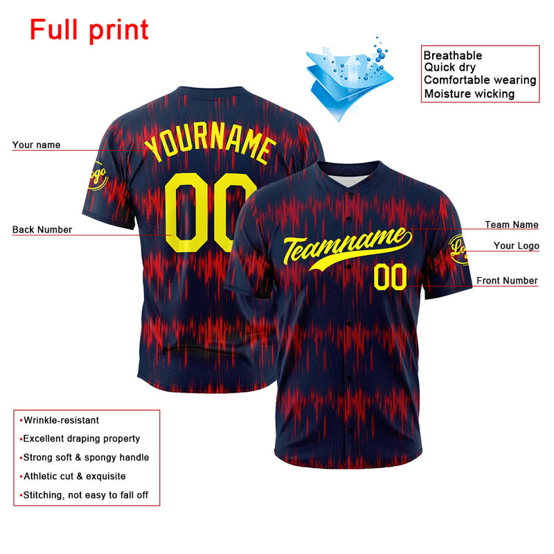 Custom Full Print Design Authentic Baseball Jersey Navy