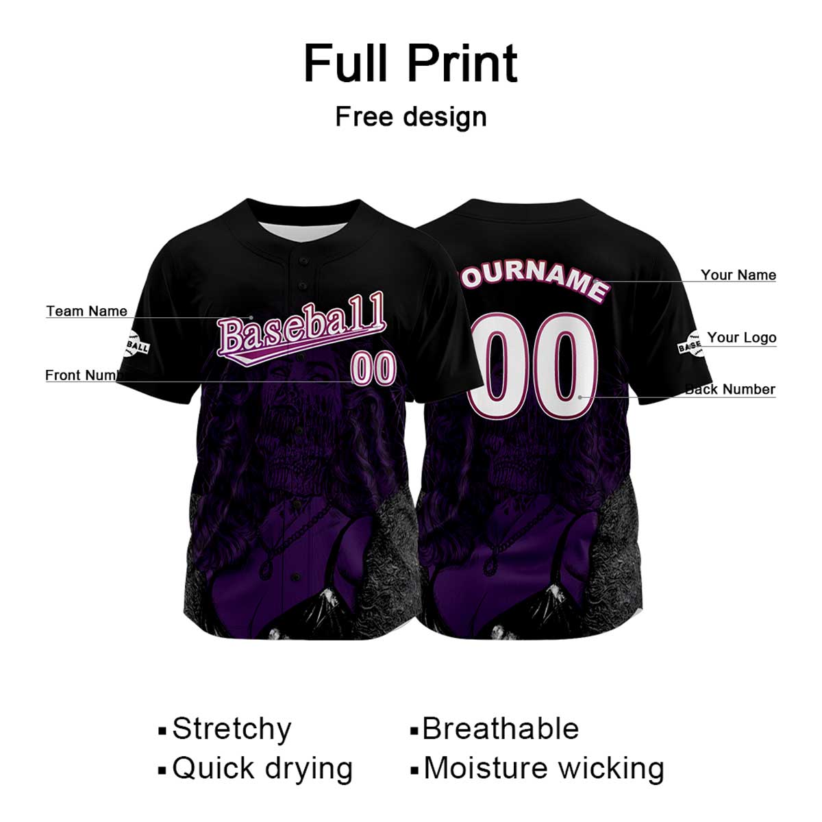 Custom Black Jersey Personalized Baseball Shirt for Men Women Kids Youth enthsush