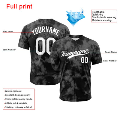Custom Full Print Design Authentic Baseball Jersey Flocculent tie-dyed enthsush