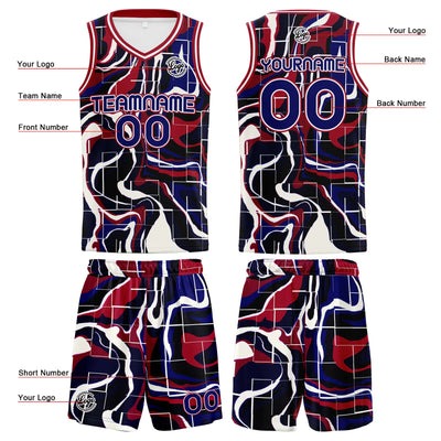 Custom Navy Red Basketball Jersey Uniform Suit Printed Your Logo Name Number enthsush