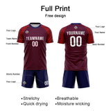 Custom Soccer Jerseys for Men Women Personalized Soccer Uniforms for Adult and Kid Burgundy-Navy