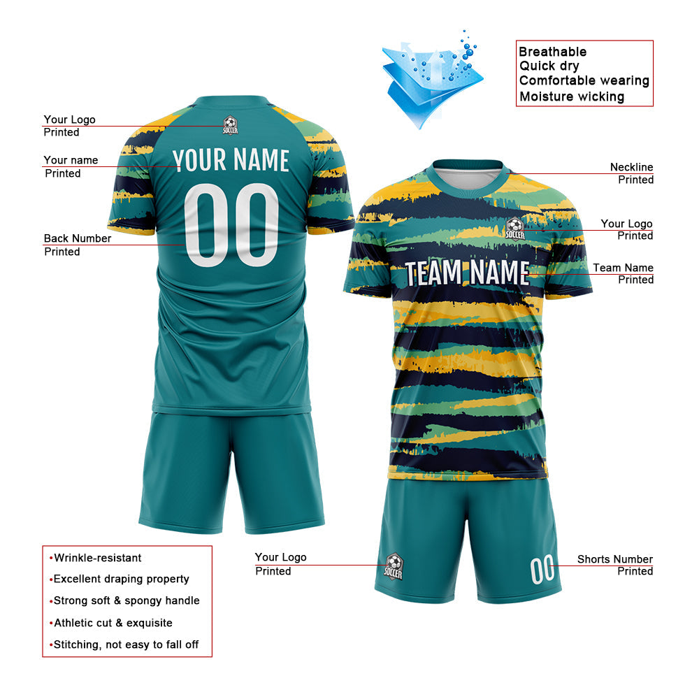 Custom Soccer Jerseys for Men Women Personalized Soccer Uniforms for Adult and Kid Teal enthsush