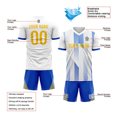 Custom Soccer Jerseys for Men Women Personalized Soccer Uniforms for Adult and Kid White-Blue enthsush