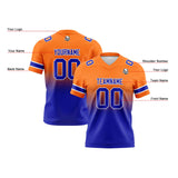 Custom Orange Royal Reversible Gradient Football Jersey Personalized Football Shirts for Men Women  Printed Team Name Number Logo