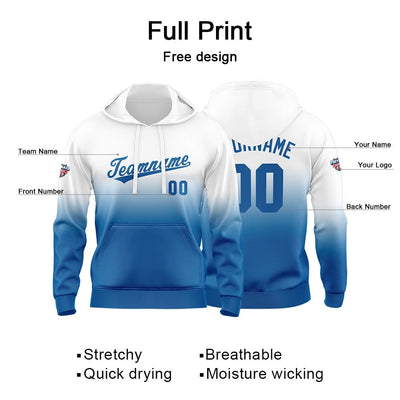 Custom Gradient Hoodie For Man Woman Girl Boy Print Your Logo Name Number White Blue enthsush