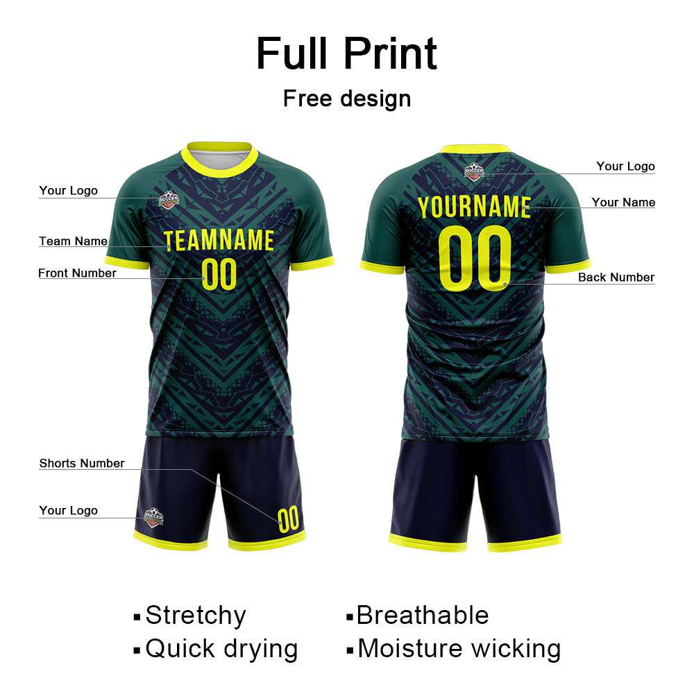 Custom Soccer Jerseys for Men Women Personalized Soccer Uniforms for Adult and Kid Navy-Green enthsush