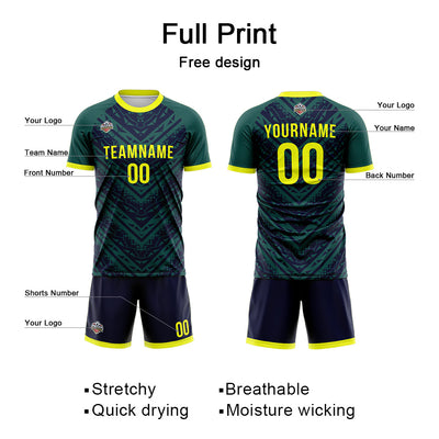 Custom Soccer Jerseys for Men Women Personalized Soccer Uniforms for Adult and Kid Navy-Green enthsush