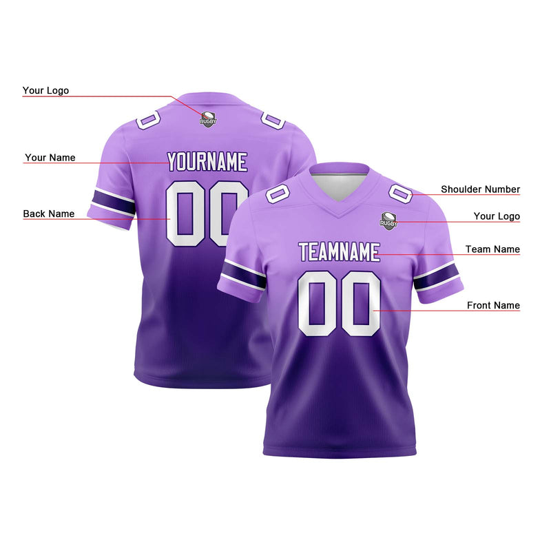 Custom Purple Reversible Gradient Football Jersey Personalized Football Shirts for Men Women  Printed Team Name Number Logo