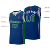 Custom basketball jersey shorts for men and women. Embroidered and printed name, number and logo Blue