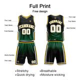 Custom Gradient Green Yellow Reversible Basketball Suit for Adults and Kids Personalized Jersey