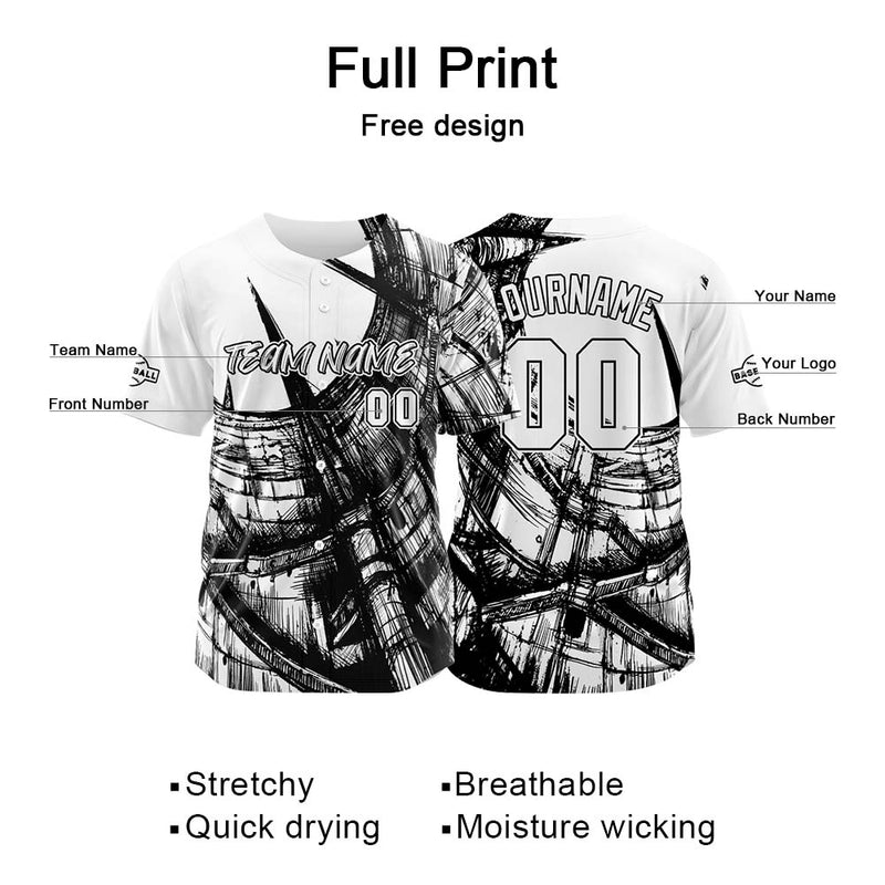 Custom Baseball Uniforms High-Quality for Adult Kids Optimized for Performance Staircase-White