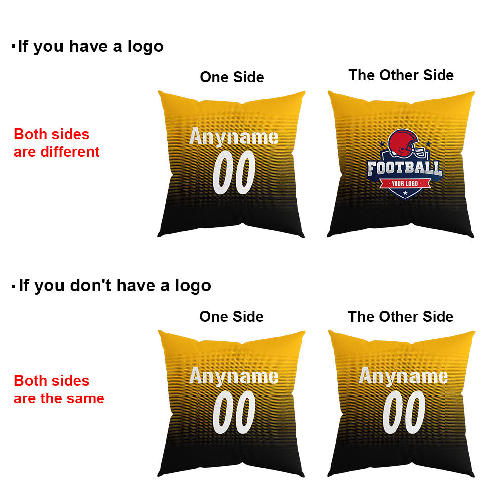 Custom Football Throw Pillow for Men Women Boy Gift Printed Your Personalized Name Number Yellow&Black&White enthsush