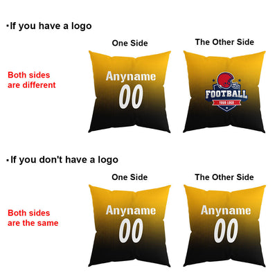 Custom Football Throw Pillow for Men Women Boy Gift Printed Your Personalized Name Number Yellow&Black&White enthsush