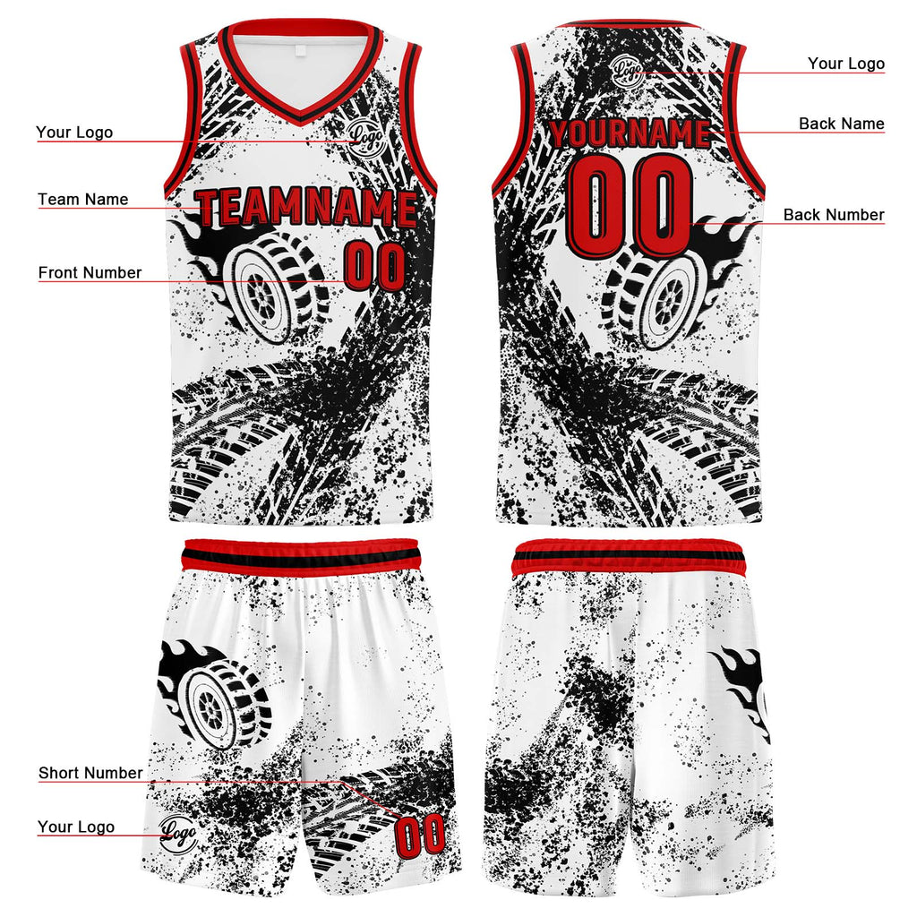 Custom White Black Red Basketball Jersey Uniform Suit Printed Your Logo Name Number enthsush