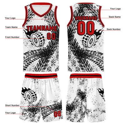 Custom White Black Red Basketball Jersey Uniform Suit Printed Your Logo Name Number enthsush