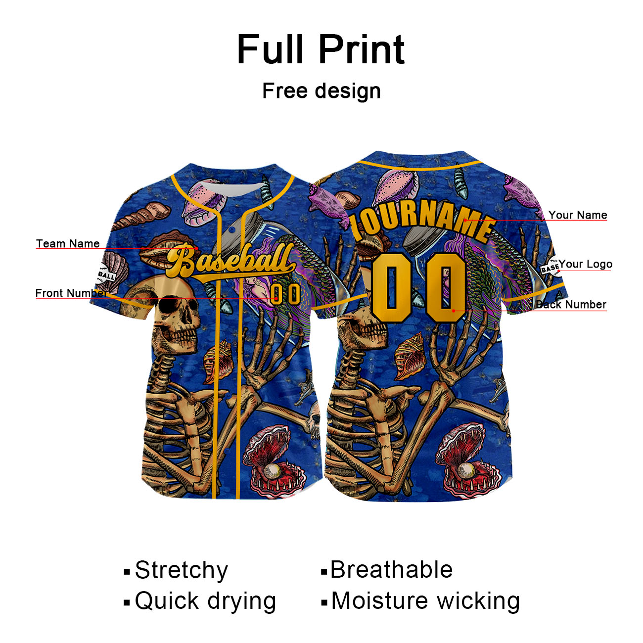 Custom Bule Orange Jersey Personalized Baseball Shirt for Men Women Kids Youth enthsush
