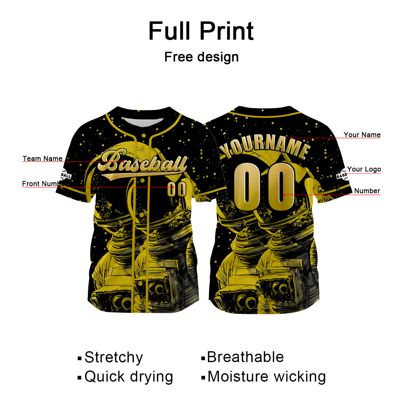 Custom Yellow Jersey Personalized Baseball Shirt for Men Women Kids Youth enthsush