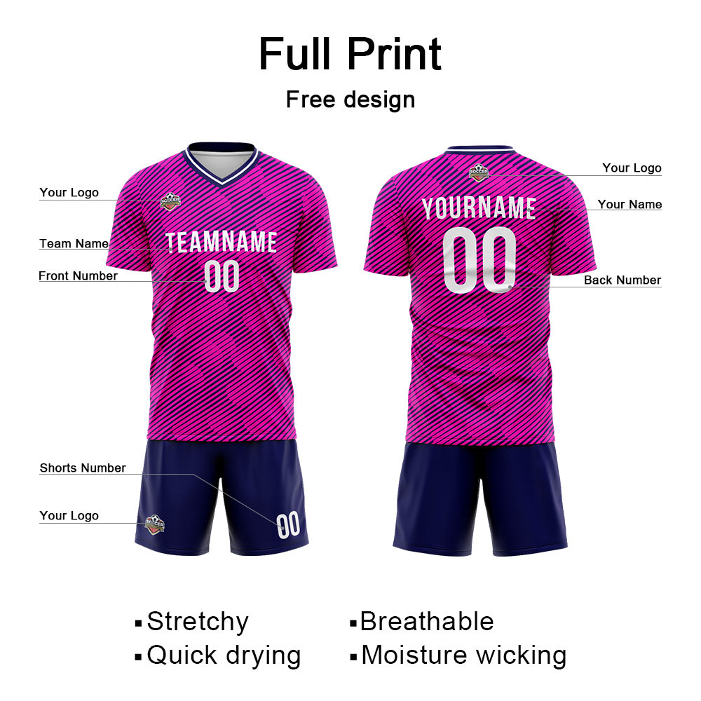 Custom Soccer Jerseys for Men Women Personalized Soccer Uniforms for Adult and Kid Pink-Navy enthsush