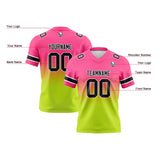 Custom Pink Chartreuse Reversible Gradient Football Jersey Personalized Football Shirts for Men Women  Printed Team Name Number Logo