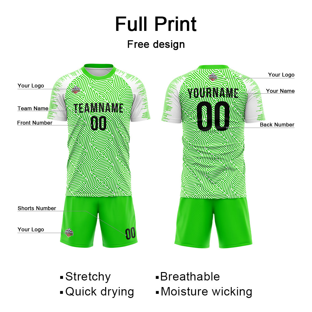 Custom Soccer Jerseys for Men Women Personalized Soccer Uniforms for Adult and Kid Green-White enthsush