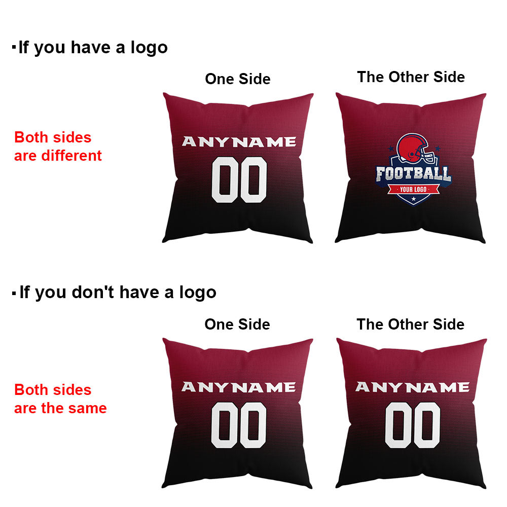 Custom Football Throw Pillow for Men Women Boy Gift Printed Your Personalized Name Number Red&Black&White enthsush