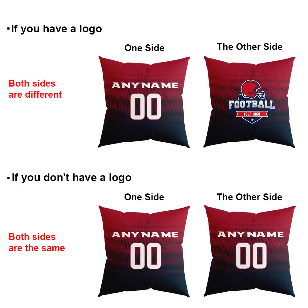 Custom Football Throw Pillow for Men Women Boy Gift Printed Your Personalized Name Number Navy&Red&White enthsush
