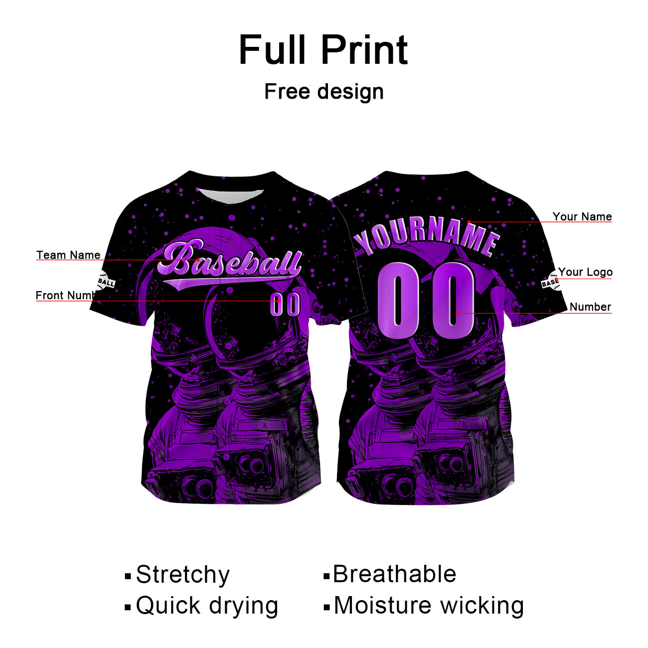 Custom Purple Jersey Personalized Baseball Shirt for Men Women Kids Youth enthsush
