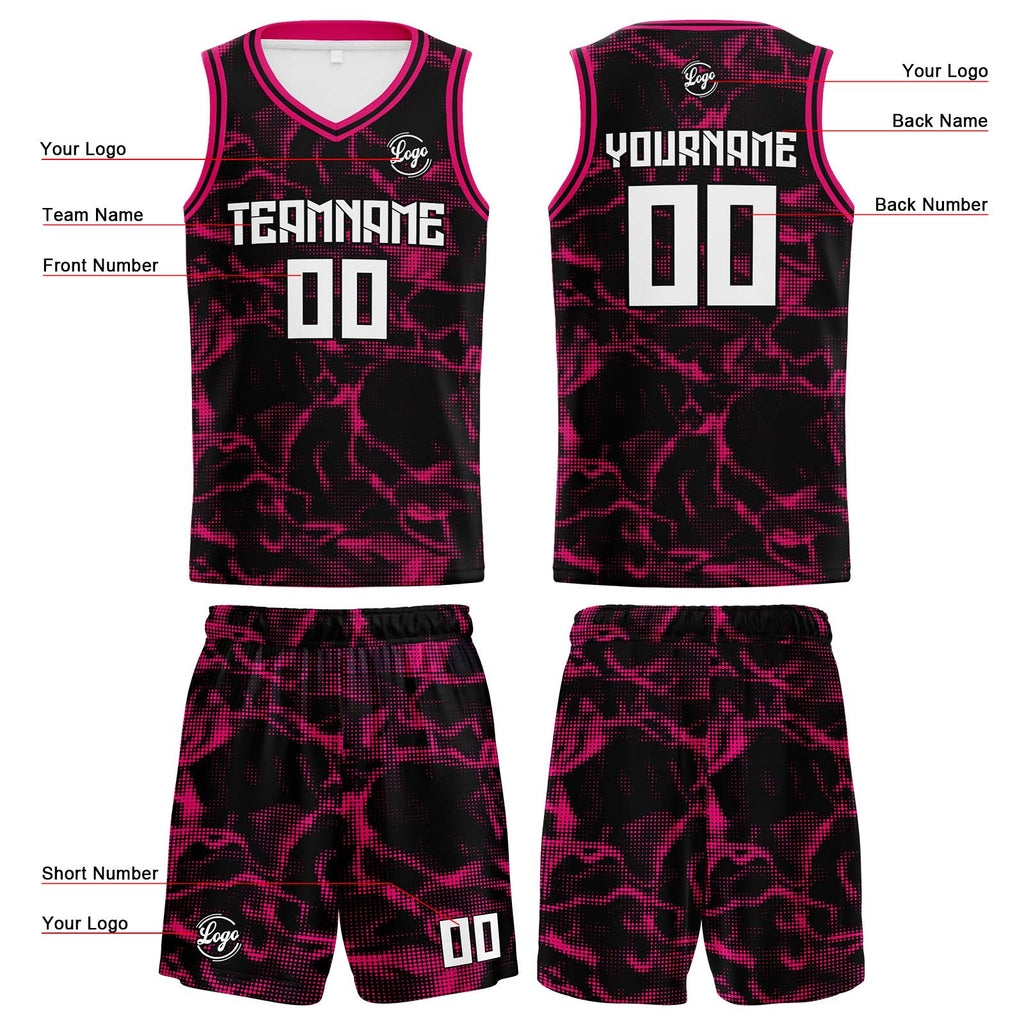 Custom Black Pink Reversible Basketball Suit for Adults and Kids Personalized Jersey enthsush
