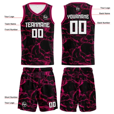 Custom Black Pink Reversible Basketball Suit for Adults and Kids Personalized Jersey enthsush