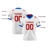 Custom White Blue Red Reversible Gradient Football Jersey Personalized Football Shirts for Men Women  Printed Team Name Number Logo