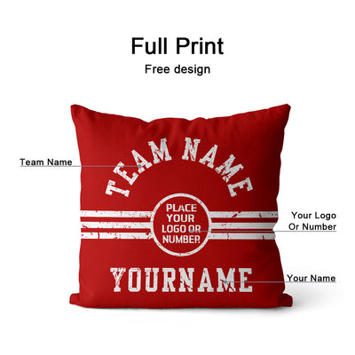 Custom Football Throw Pillow for Men Women Boy Gift Printed Your Personalized Name Number Red & White enthsush
