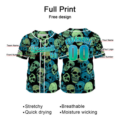 Custom Green Bule Jersey Personalized Baseball Shirt for Men Women Kids Youth enthsush