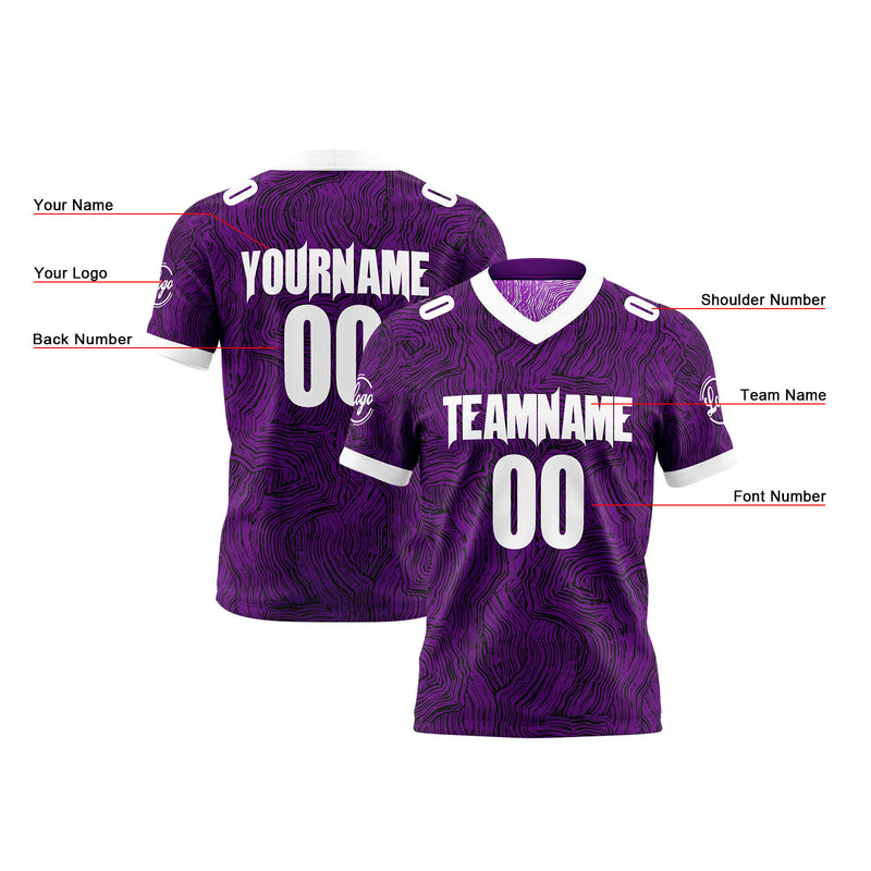 Custom Purple Black White Reversible Gradient Football Jersey Personalized Football Shirts for Men Women  Printed Team Name Number Logo